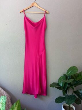 Elegant Hot Pink Maxi Slip Dress | Glam Formal Dress | Size XS